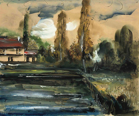 Картина Деревня на берегу реки - Вламинк Морис Де 