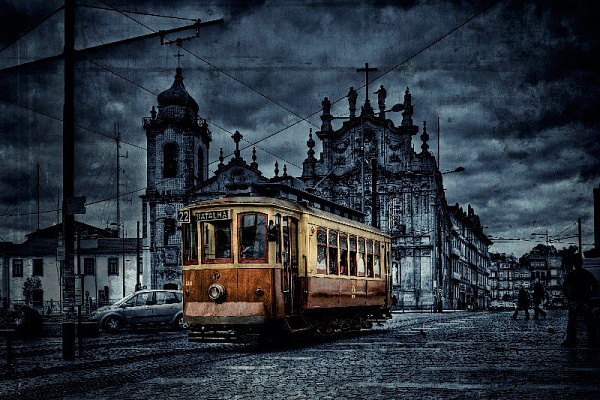 Картина Старый трамвай - Город 