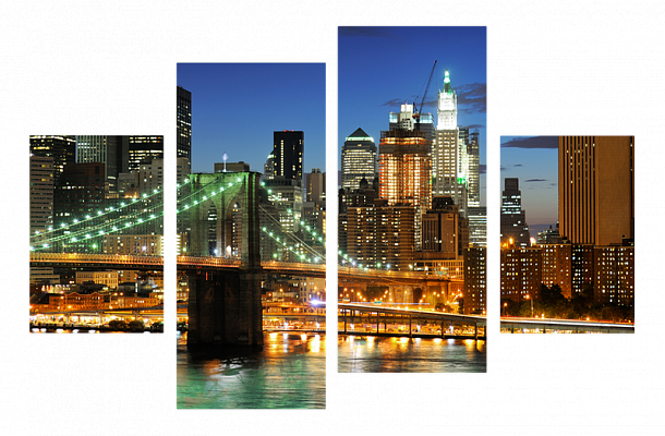 Картина Огни ночного Нью-Йорка - Из четырех частей 