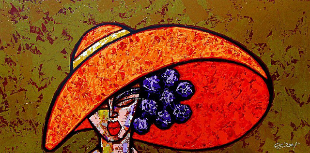 Картина Девушка в оранжевой шляпе - Айви Джеральд 