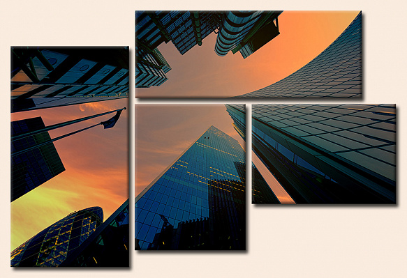Картина Закат над небоскребами - Из четырех частей 
