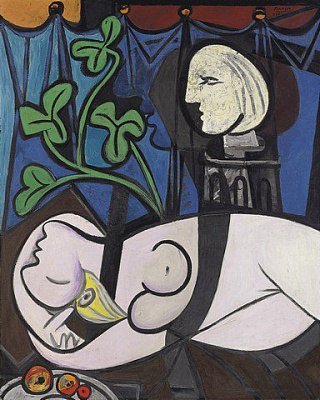Картина Обнаженная, зеленые листья и бюст - Пикассо Пабло 