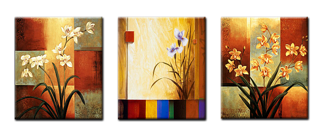Картина Цветы 3. Триптих - Картины для кафе 