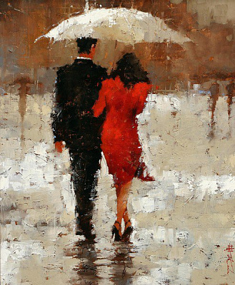 Картина Прогулка под дождем - Кон Андре  