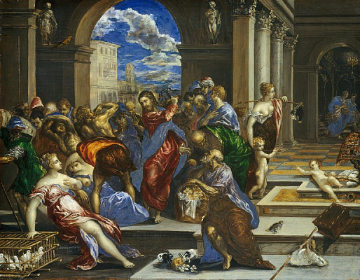 Картина Вигнання торгуючих із храму (Вашингтон, Нац. галерея) - Ель Греко 