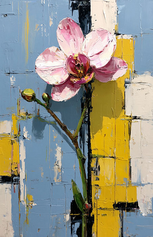 Розовая орхидея на абстрактном фоне