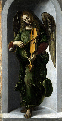 Картина Ангел в зеленом с виолой - Да Винчи Леонардо 