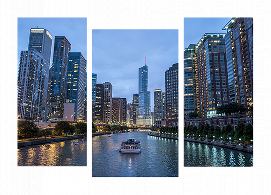 Картина Вечерний Чикаго - Из трех частей 