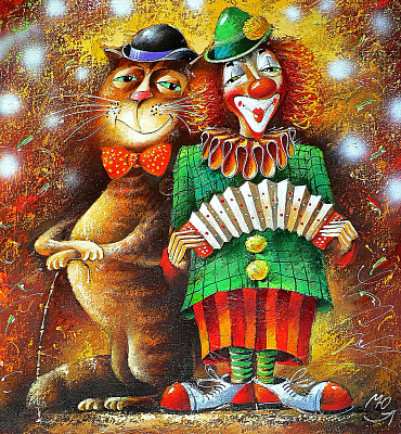 Картина клоун та кіт - Для дітей 