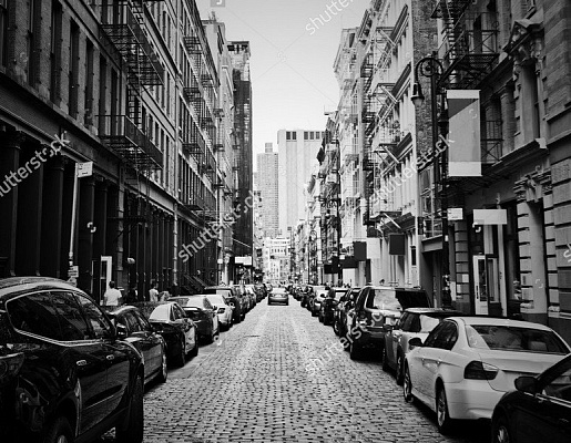 Картина Улица из брусчатки - Черно-белое 