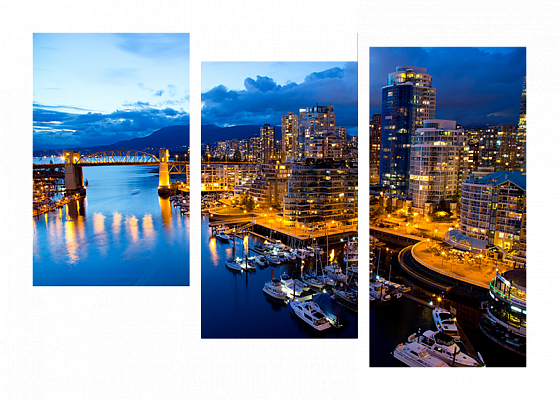 Картина Вечірній Ванкувер - З трьох частин 