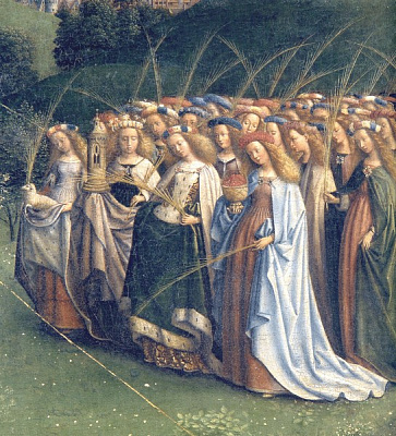 Картина Гентський вівтар. Жінки, що йдуть на поклоніння Агнцю - Ван Ейк Ян 