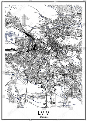 Картина Карта Львова - Карты на стену 