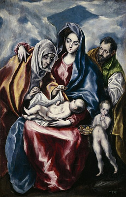 Картина Святое семейство со св.Анной и юным Иоанном Крестителем (Прадо, Мадрид) - Эль Греко 