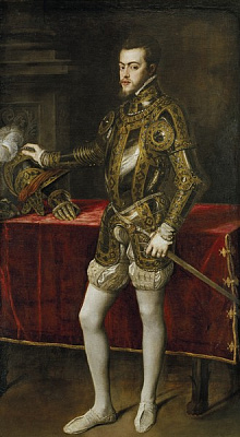 Картина Портрет Филиппа II в доспехах - Вечеллио Тициан 