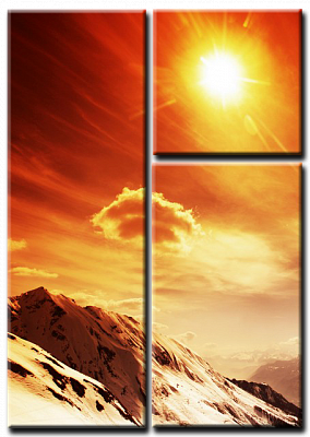 Картина Гірський захід сонця - З трьох частин 