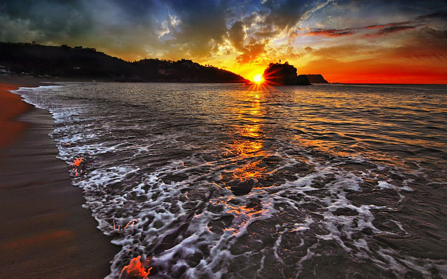 Картина Захід сонця біля моря - Природа 
