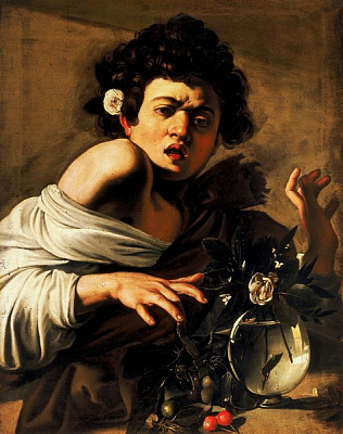 Картина Мальчик, укушенный ящерицей - Караваджо Микеланджело  