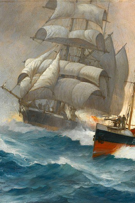 Картина Морское сражение - Корабли 