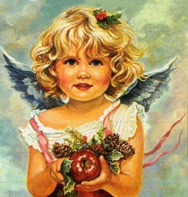 Картина Ангелочек с яблоком - Детские фэнтези 