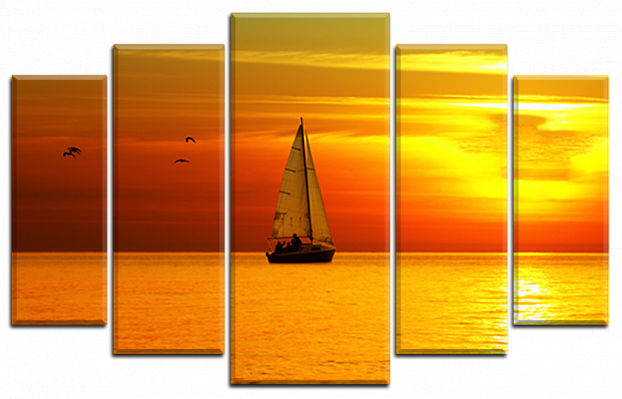 Картина Яхта на закате 2 - Из пяти частей 