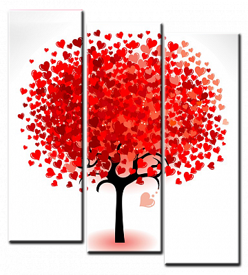 Картина Дерево сердец - Из трех частей 