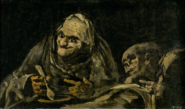 Картина Двоє старих за їжею - Гоя Франсіско 