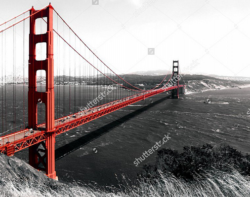 Картина Вид на мост Золотые ворота - Черно-белое 