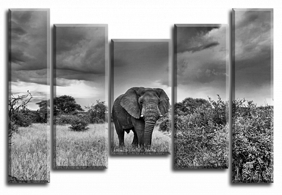 Картина Пейзаж со слоном - Из четырех частей 