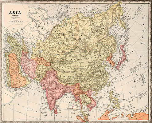 Картина Карта Азії 1 - Карти на стіну 