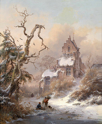 Картина Однажды холодной зимой - Пейзаж 