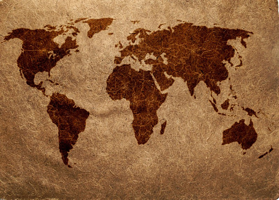 Картина Коричневая карта мира - Карты на стену 