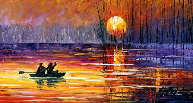 Картина Риболовля на заході сонця - Афремов Леонід 