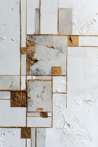 Абстракция с белыми и золотыми квадратами