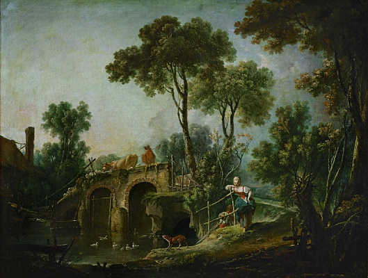 Картина Пейзаж с мостом - Буше Франсуа 