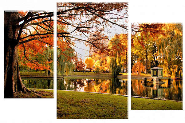 Картина Осіннє озеро - З трьох частин 