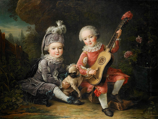Картина Діти з гітарою - Детские старинные 