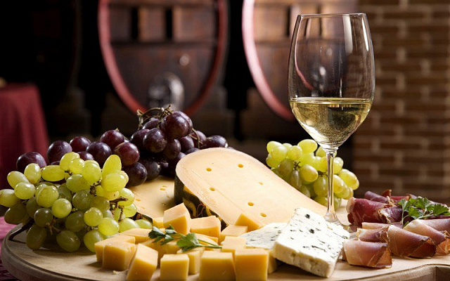 Картина Вино, сир, виноград - Їжа-напої 