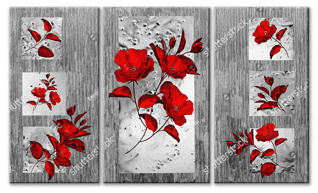 Картина Красная цветочная арт композиция - Эренаи 