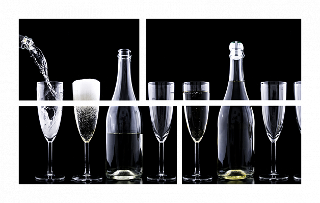 Картина Бокалы с шампанским - Из четырех частей 