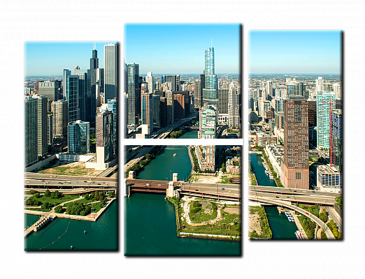 Картина Дневной Чикаго - Из четырех частей 