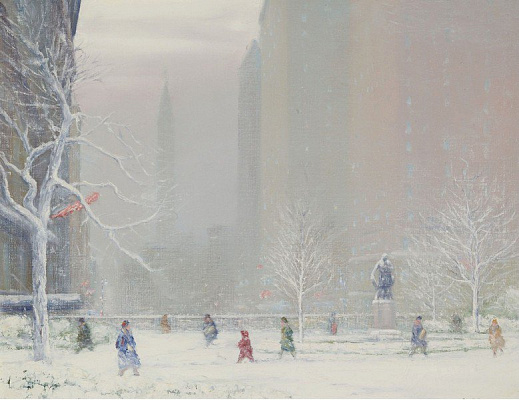 Картина Зимой в парке Грэмерси - Бертельсен Йоханн 