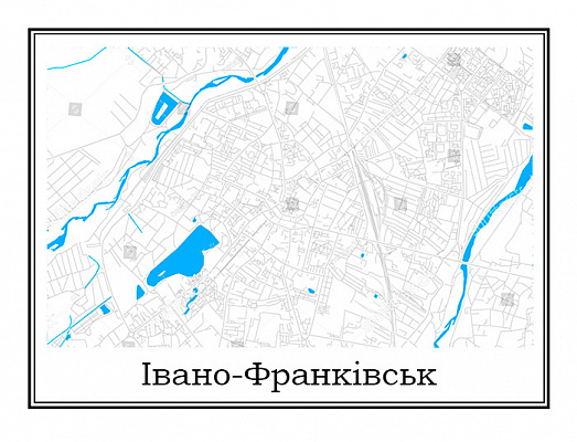 Картина Карта Ивано-Франковска - Карты на стену 
