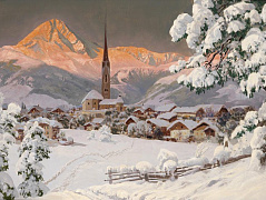 Деревня в горах зимой