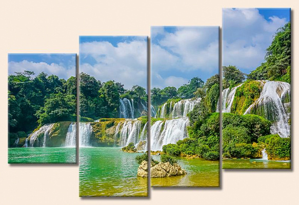 Картина Каскад водопадов - Из четырех частей 