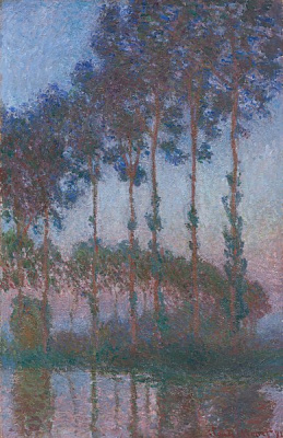 Картина Тополя на берегу реки Эпте в утренних сумерках - Моне Клод 
