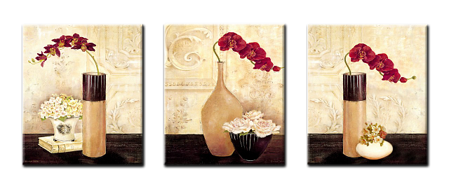 Картина Цветы в вазе 3. Триптих - Квадратные 