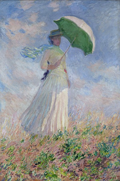 Женщина с зонтиком, повернувшаяся направо