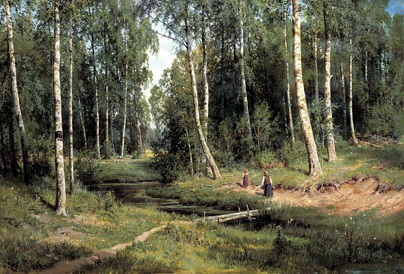 Картина Ручей в березовом лесу - Шишкин Иван 