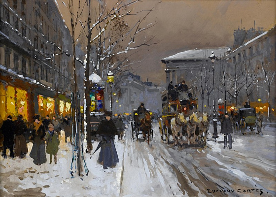 Картина Бульвар ла Мадлен зимой - Кортес Эдуард Леон 